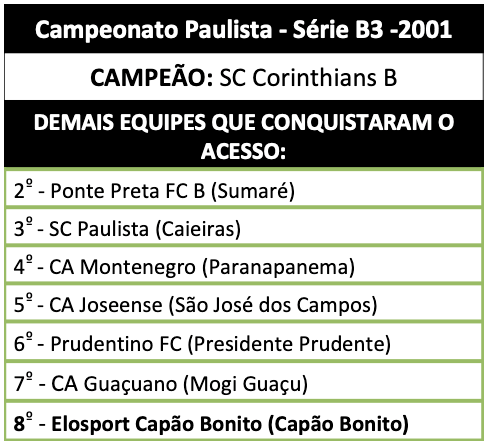 Campeonato Paulista Série B3 -2001 