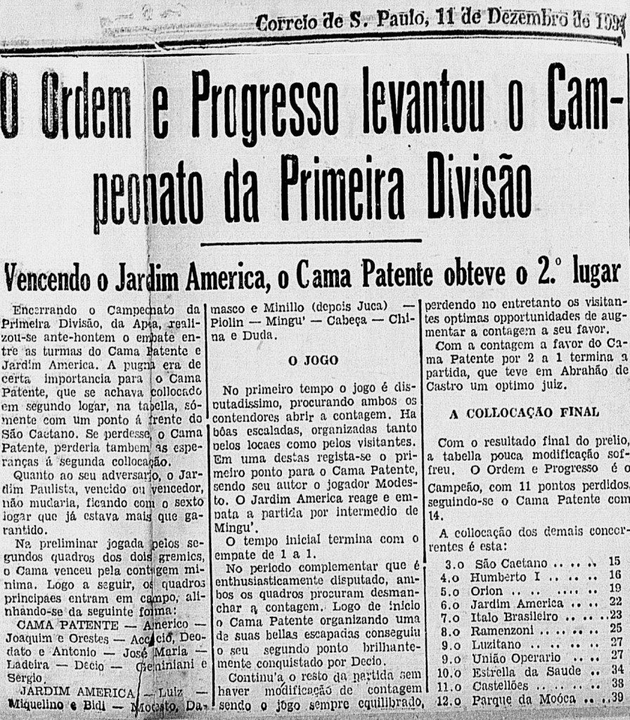 Ordem e Progresso campeão 1937