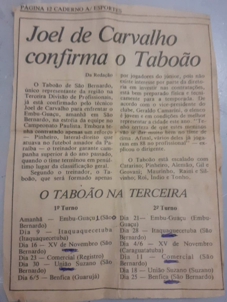 Grêmio Esportivo Taboão na terceira divisão